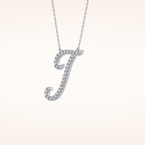 0.189 TCW Round Cut Moissanite J Initial Pendant Necklace