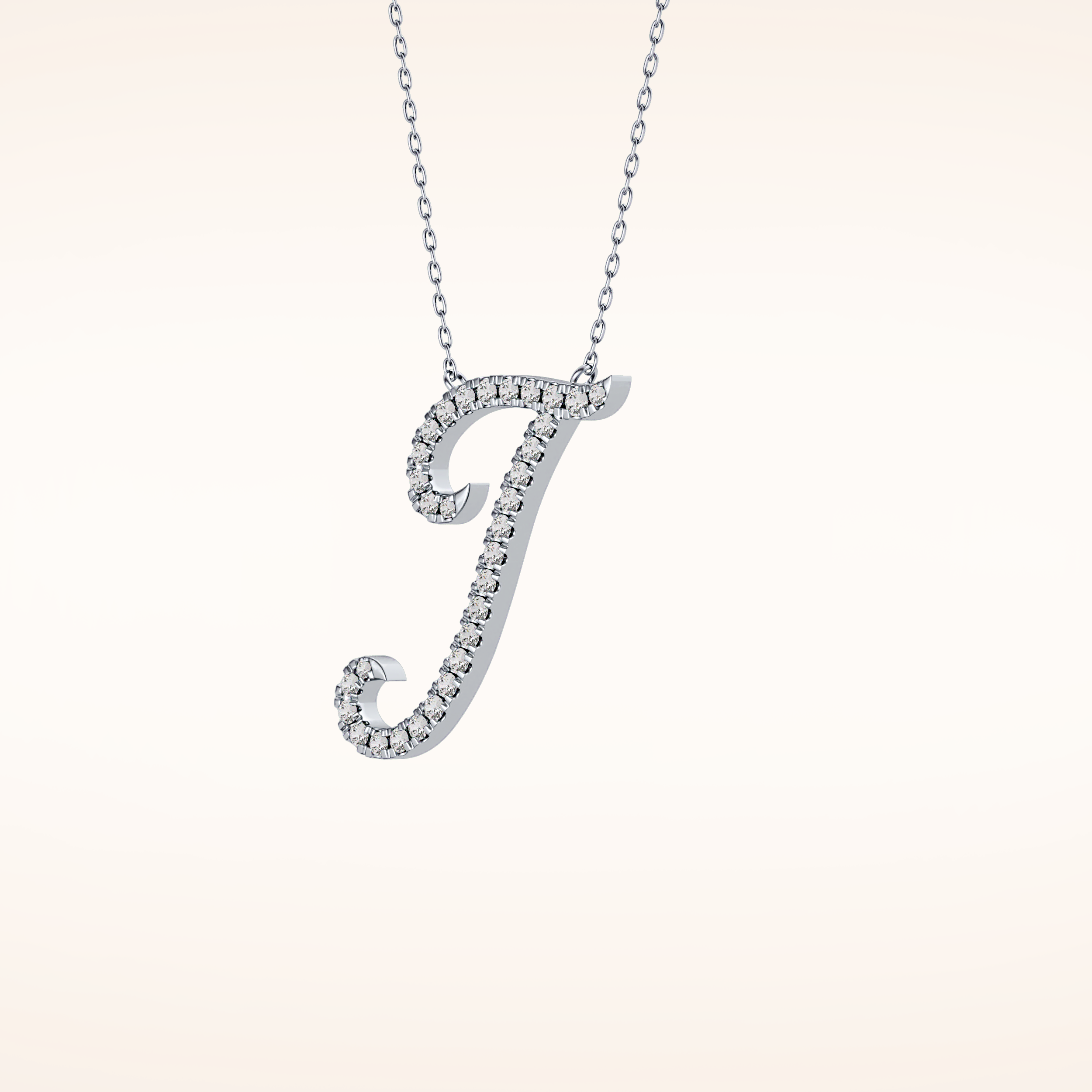 0.189 TCW Round Cut Moissanite J Initial Pendant Necklace