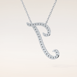 0.189 TCW Round Cut Moissanite J Initial Pendant Necklace