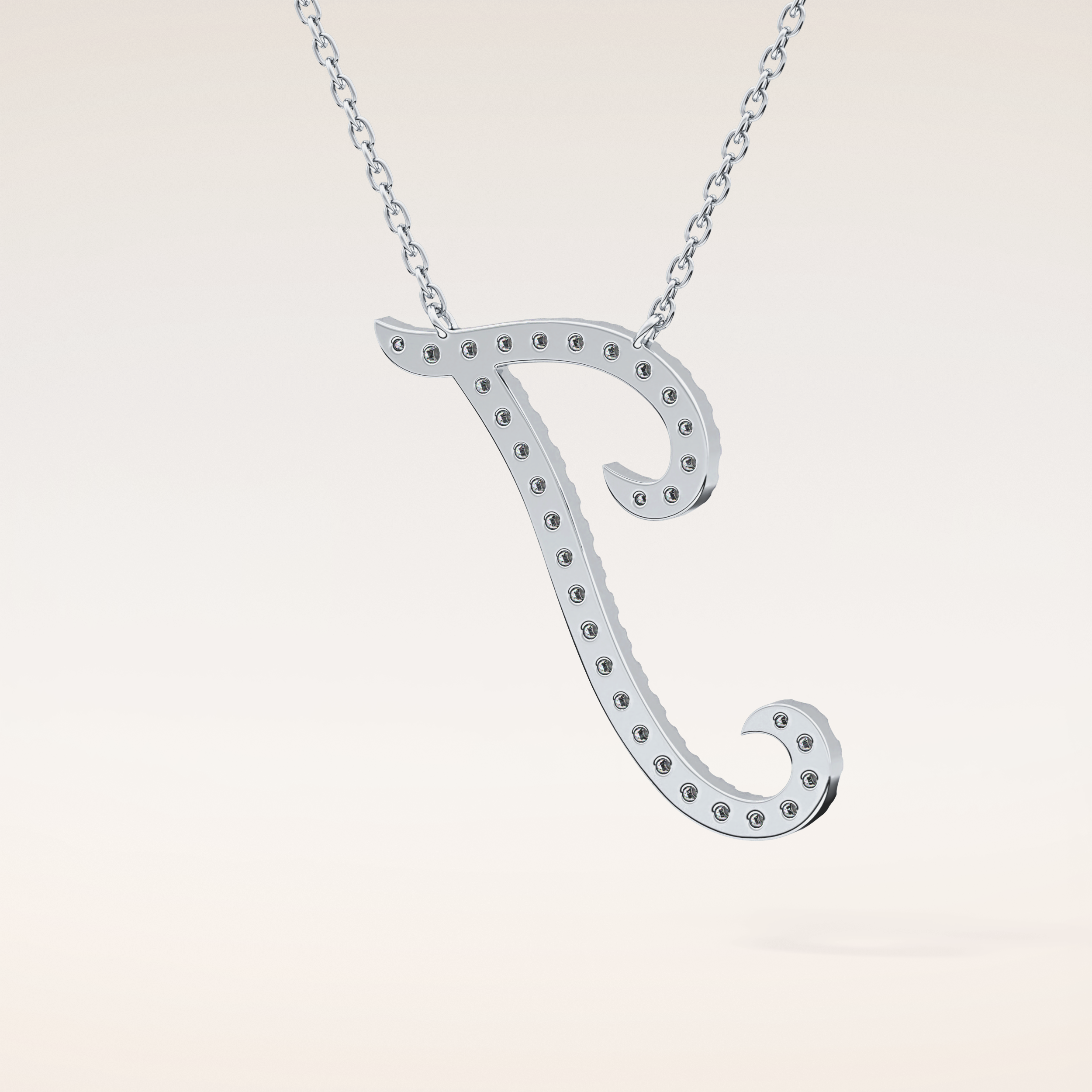 0.189 TCW Round Cut Moissanite J Initial Pendant Necklace