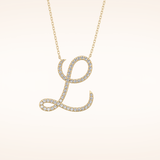0.198 TCW Round Cut Moissanite L Initial Pendant Necklace