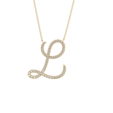 0.198 TCW Round Lab Grown Diamond L Initial Necklace