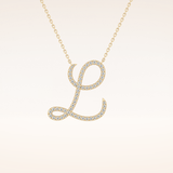 0.198 TCW Round Cut Moissanite L Initial Pendant Necklace
