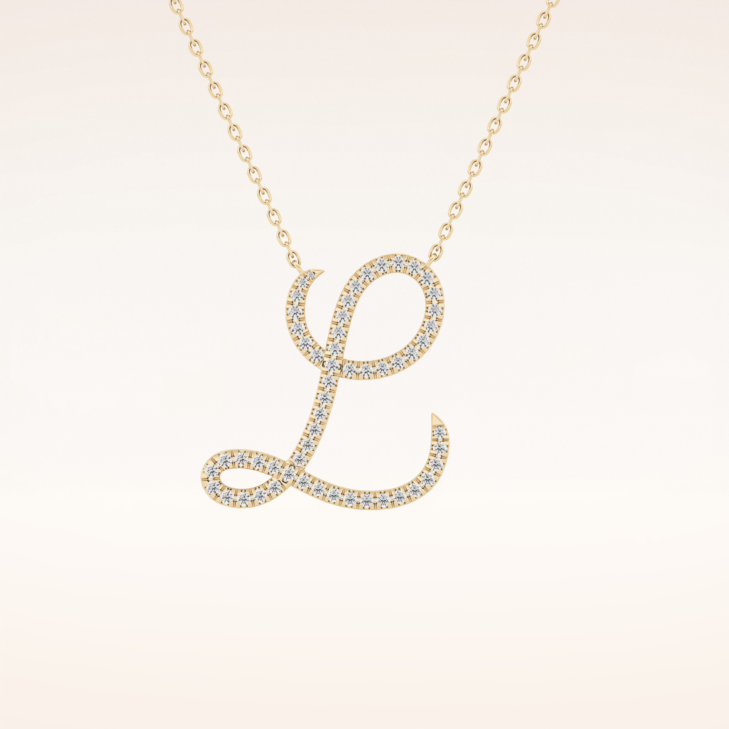 0.198 TCW Round Cut Moissanite L Initial Pendant Necklace