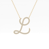 0.198 TCW Round Lab Grown Diamond L Initial Necklace