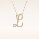 0.198 TCW Round Cut Moissanite L Initial Pendant Necklace