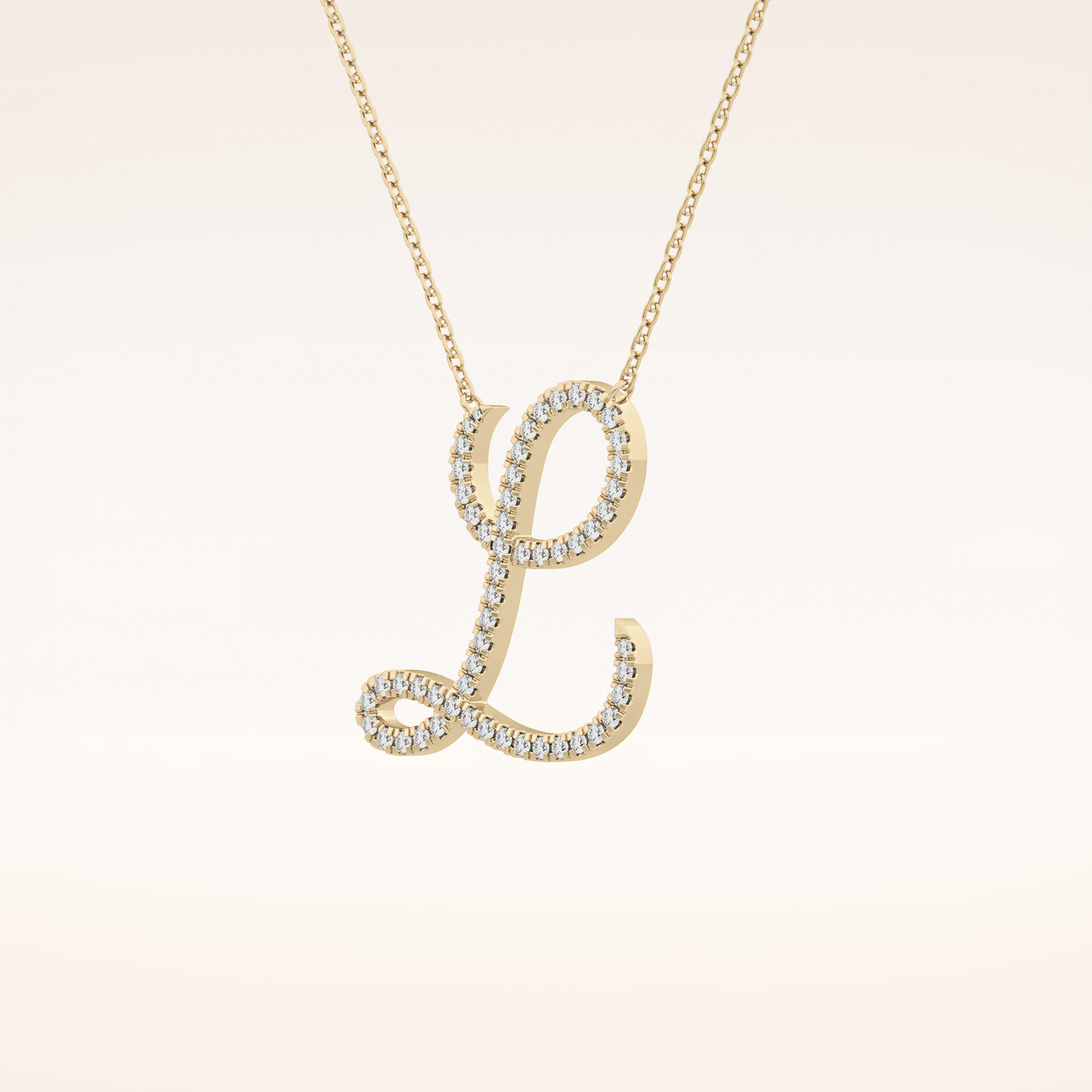 0.198 TCW Round Cut Moissanite L Initial Pendant Necklace