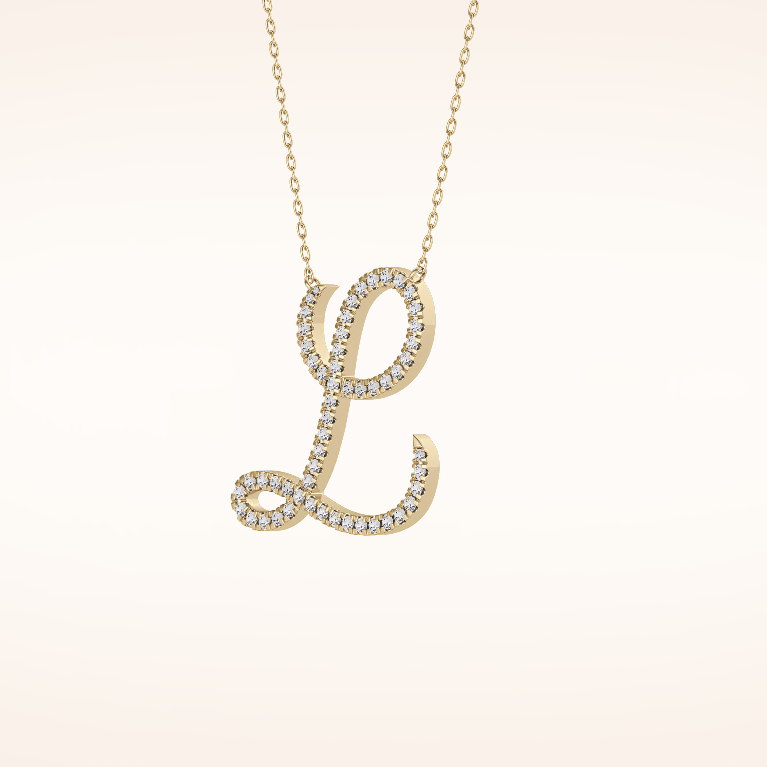 0.198 TCW Round Cut Moissanite L Initial Pendant Necklace