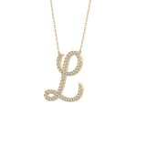 0.198 TCW Round Lab Grown Diamond L Initial Necklace