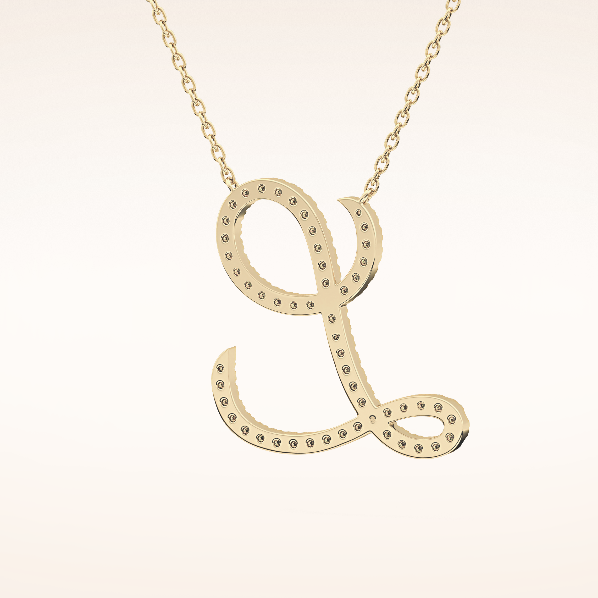 0.198 TCW Round Cut Moissanite L Initial Pendant Necklace