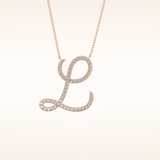 0.198 TCW Round Cut Moissanite L Initial Pendant Necklace