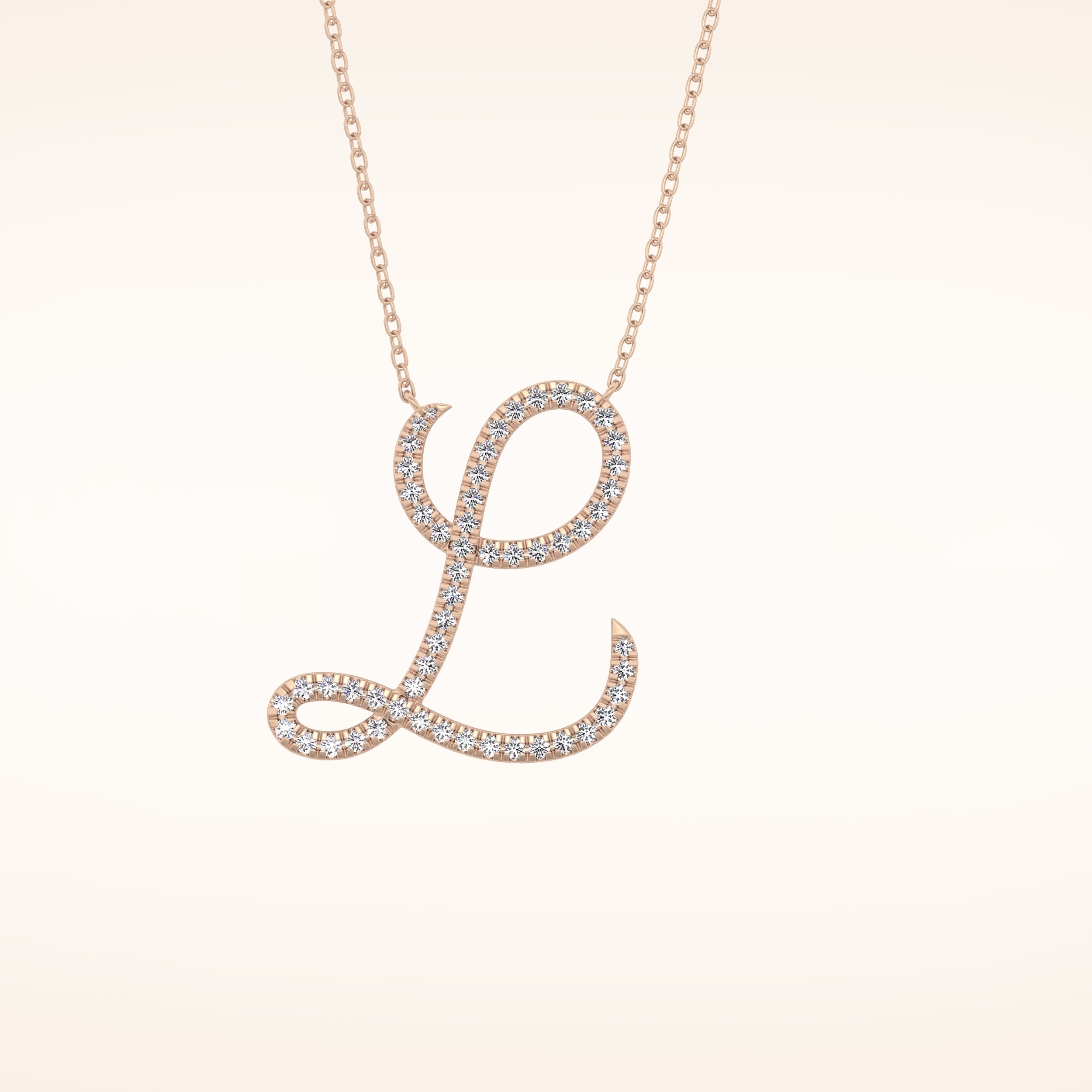 0.198 TCW Round Cut Moissanite L Initial Pendant Necklace