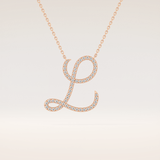 0.198 TCW Round Cut Moissanite L Initial Pendant Necklace