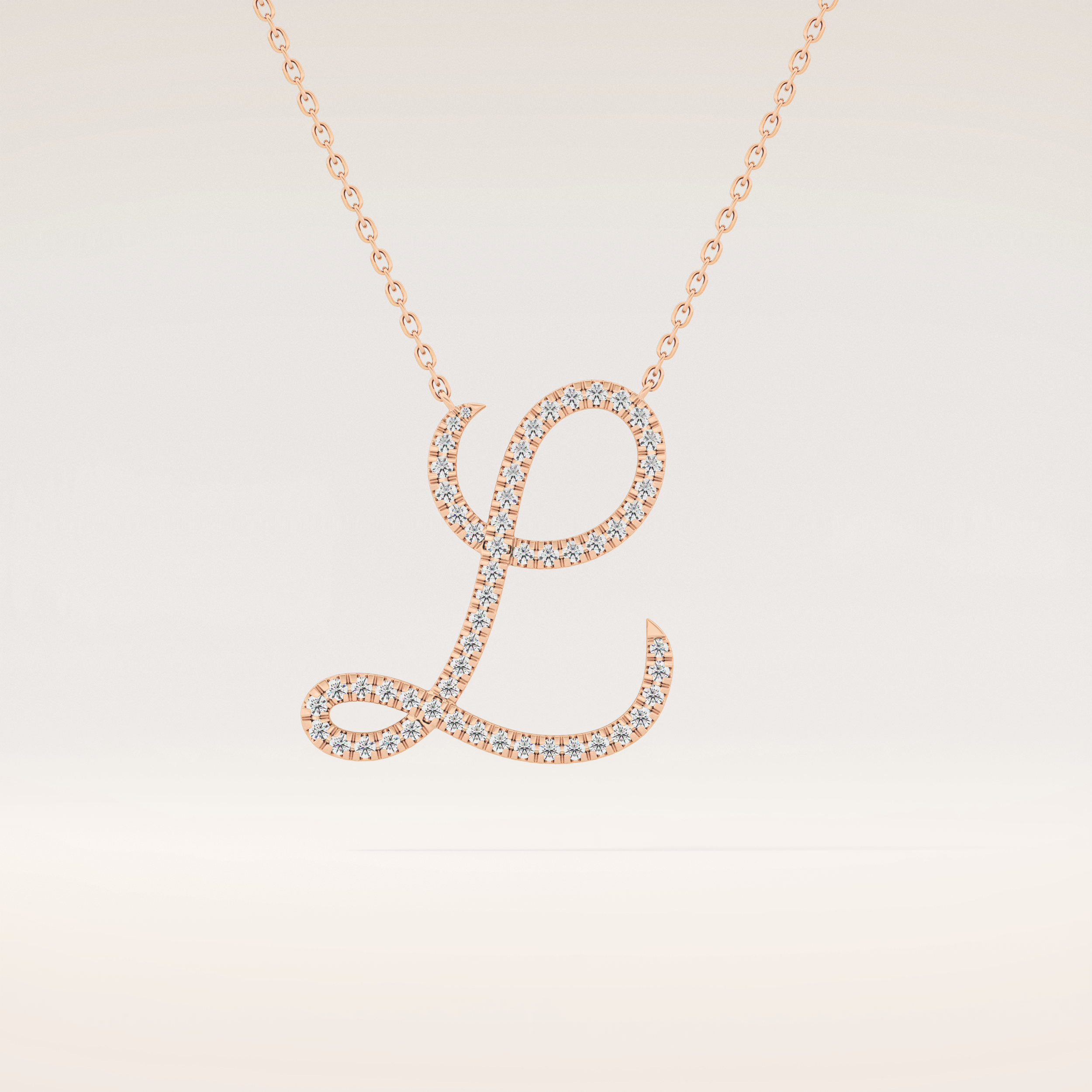 0.198 TCW Round Cut Moissanite L Initial Pendant Necklace