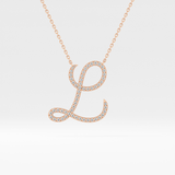 0.198 TCW Round Lab Grown Diamond L Initial Necklace