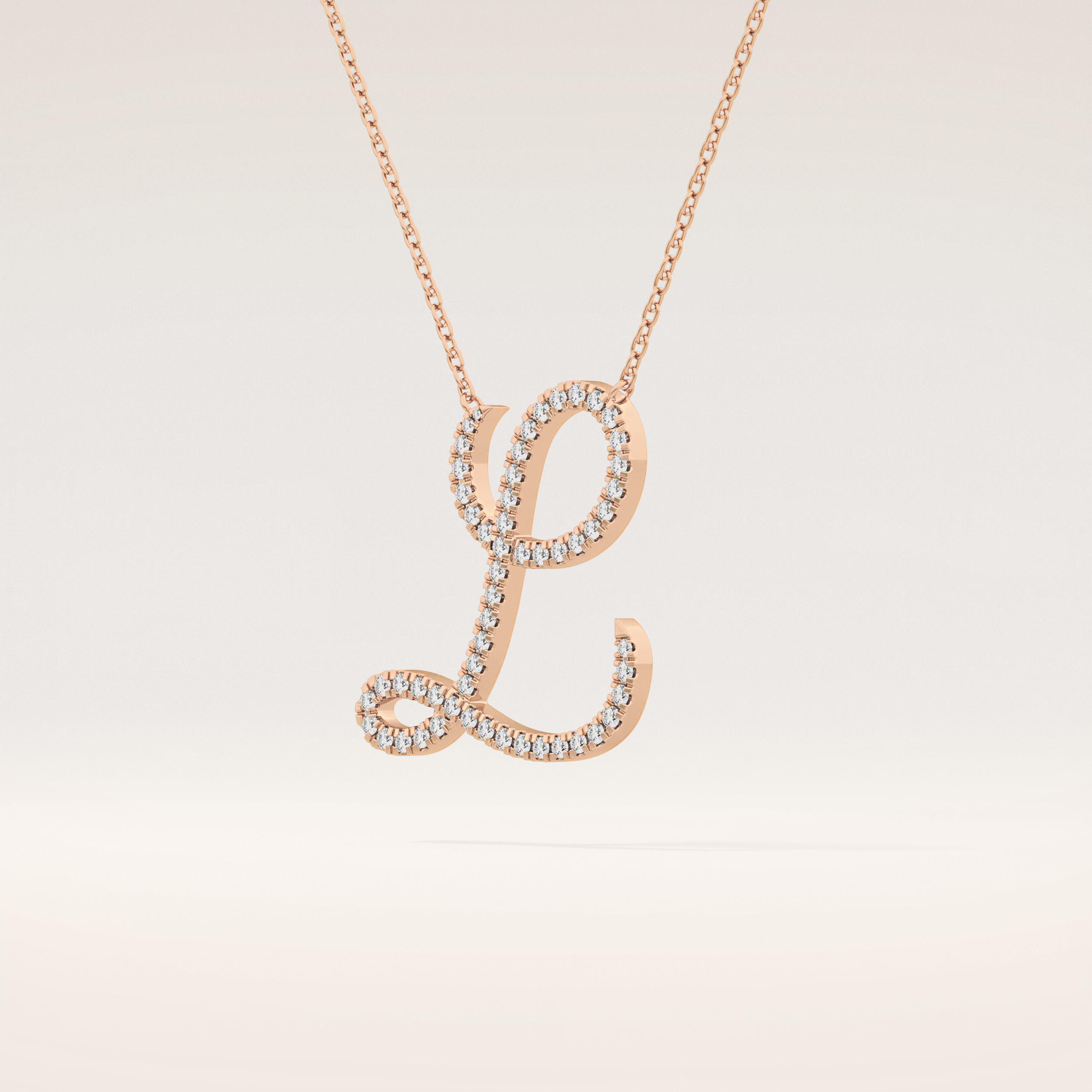 0.198 TCW Round Cut Moissanite L Initial Pendant Necklace