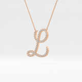 0.198 TCW Round Lab Grown Diamond L Initial Necklace