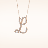 0.198 TCW Round Cut Moissanite L Initial Pendant Necklace
