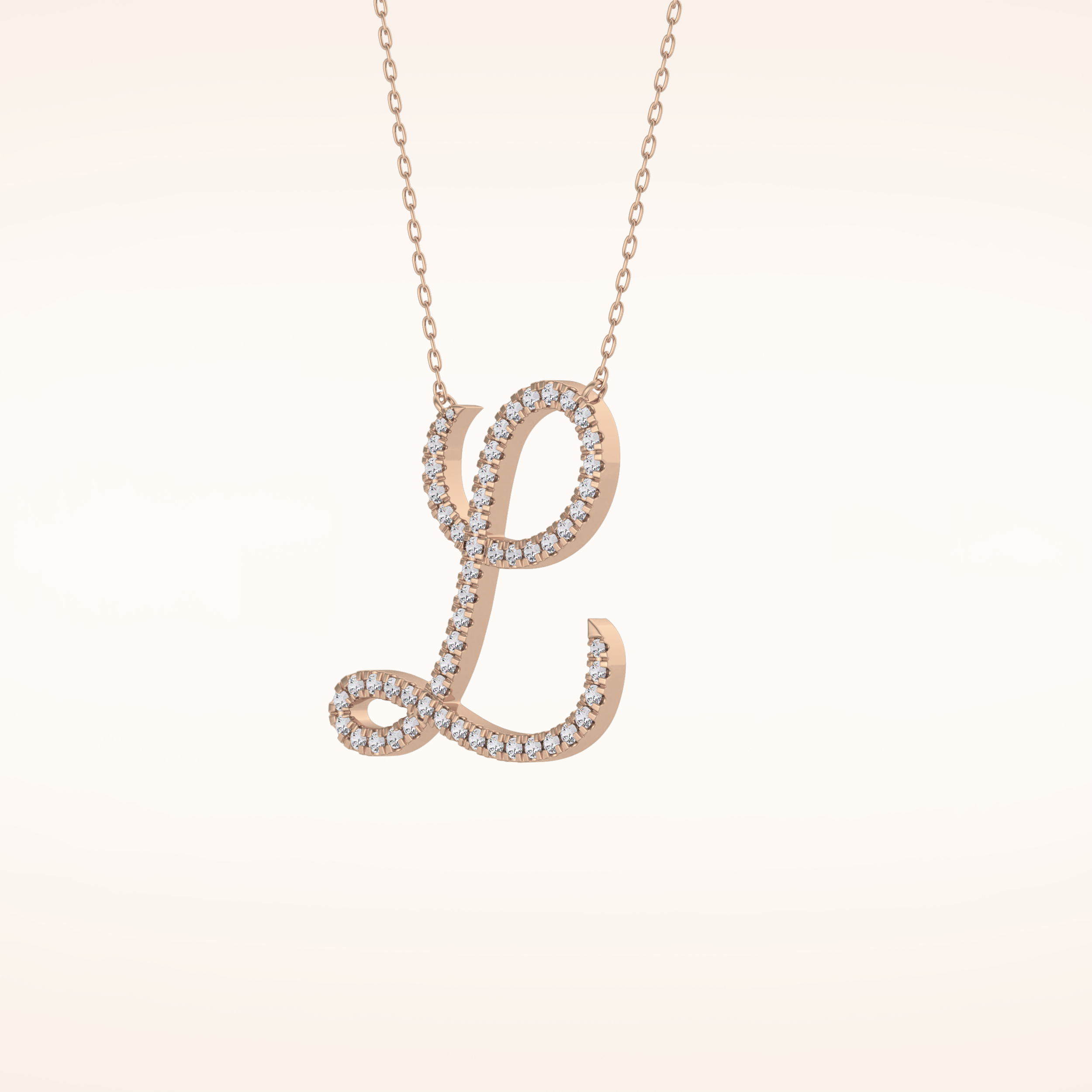 0.198 TCW Round Cut Moissanite L Initial Pendant Necklace