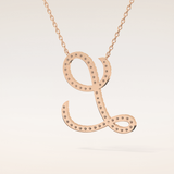 0.198 TCW Round Cut Moissanite L Initial Pendant Necklace