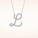 0.198 TCW Round Cut Moissanite L Initial Pendant Necklace