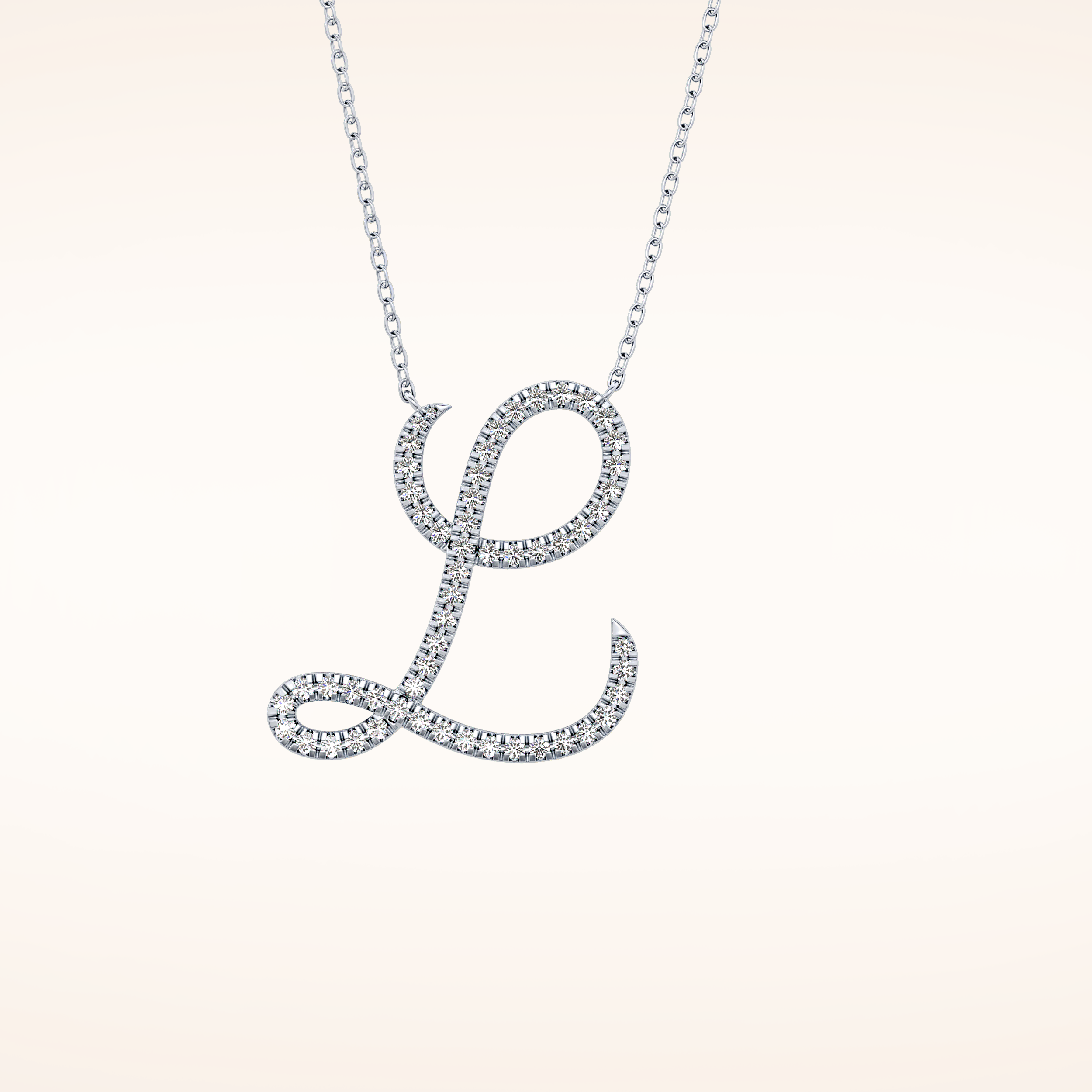 0.198 TCW Round Cut Moissanite L Initial Pendant Necklace
