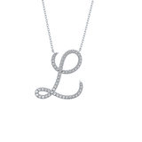 0.198 TCW Round Lab Grown Diamond L Initial Necklace