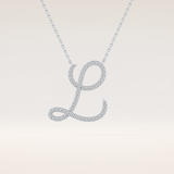 0.198 TCW Round Cut Moissanite L Initial Pendant Necklace