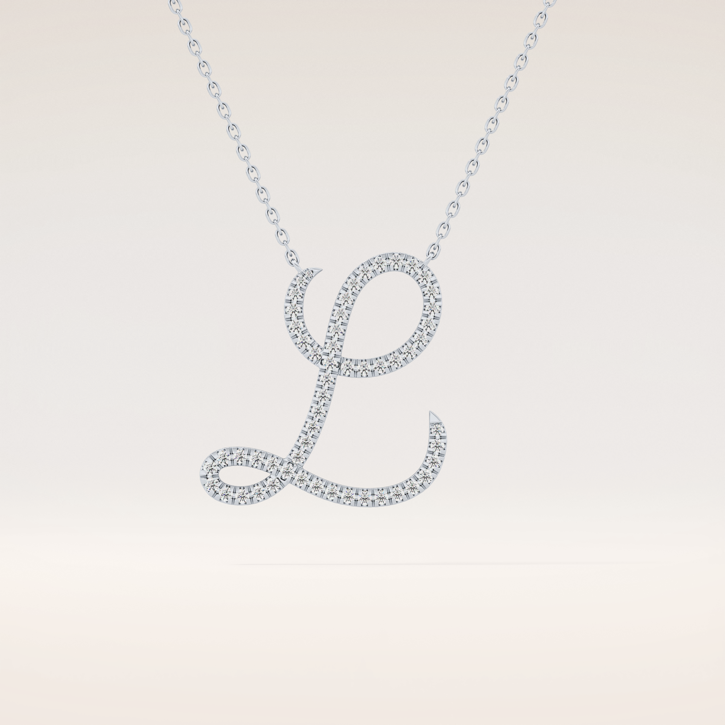 0.198 TCW Round Cut Moissanite L Initial Pendant Necklace