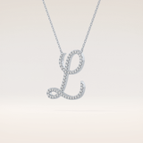 0.198 TCW Round Cut Moissanite L Initial Pendant Necklace