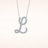 0.198 TCW Round Cut Moissanite L Initial Pendant Necklace
