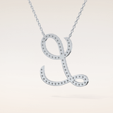 0.198 TCW Round Cut Moissanite L Initial Pendant Necklace
