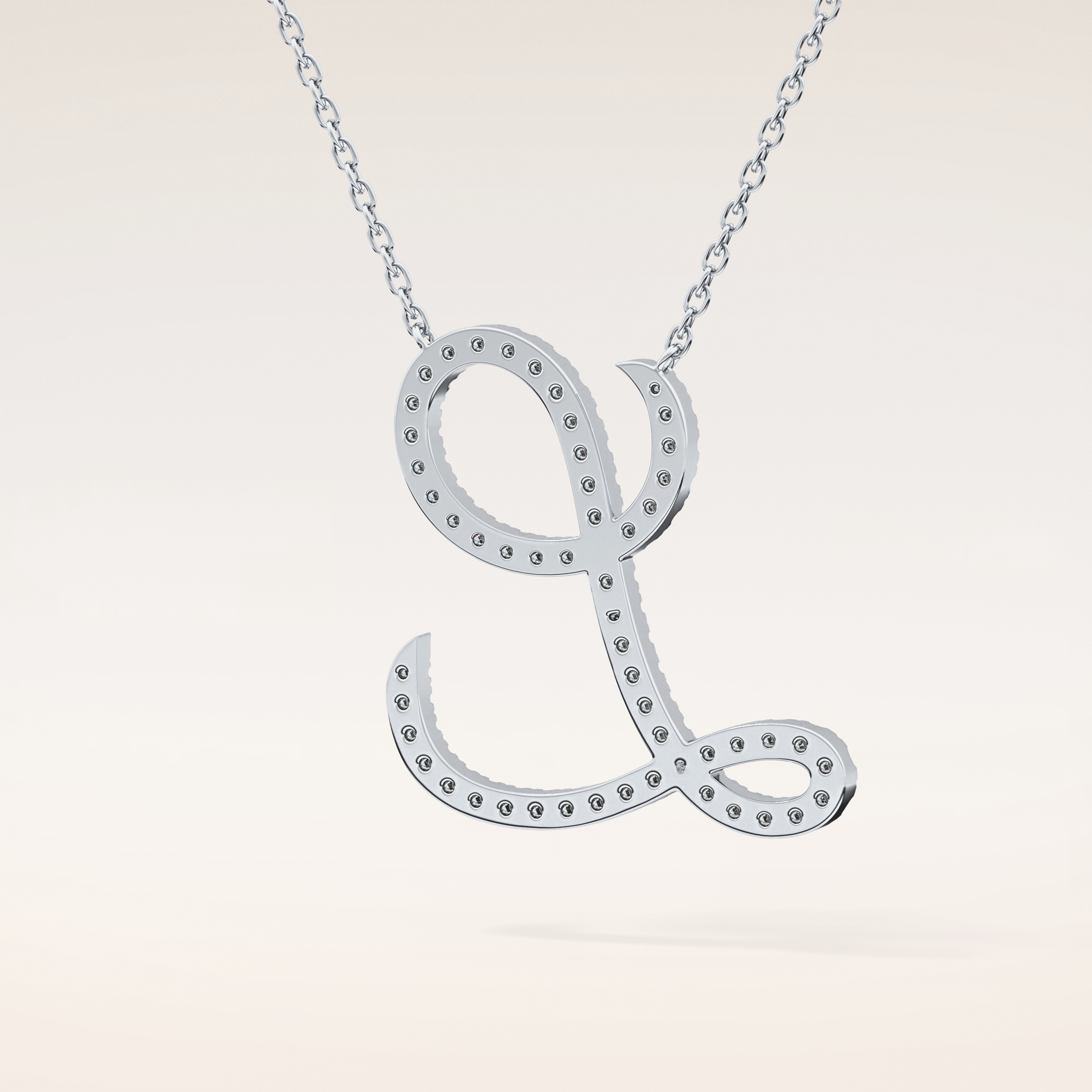 0.198 TCW Round Cut Moissanite L Initial Pendant Necklace