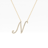 0.099 TCW Round Lab Grown Diamond N Initial Necklace