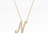 0.099 TCW Round Lab Grown Diamond N Initial Necklace