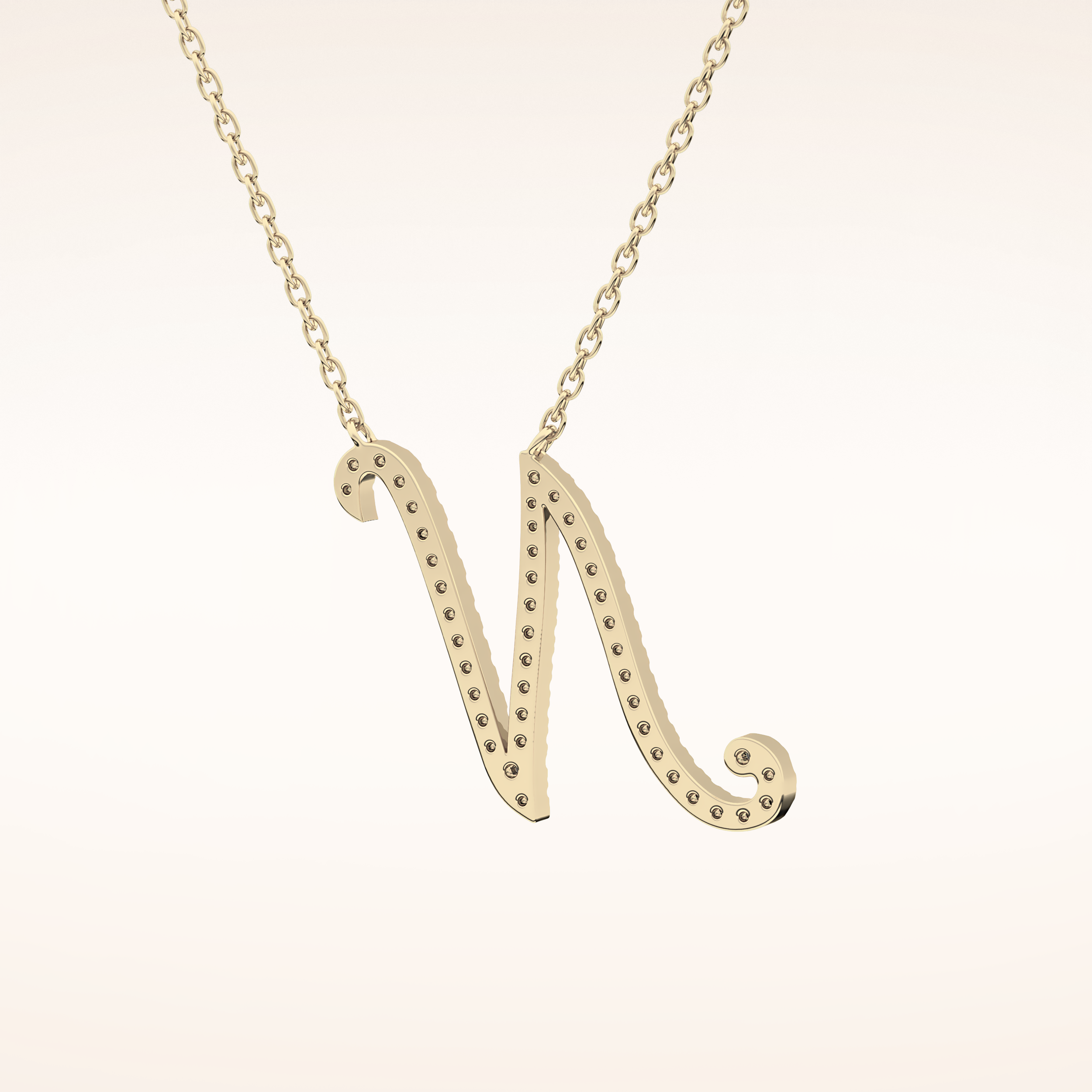 0.099 TCW Round Cut Moissanite N Initial Pendant Necklace