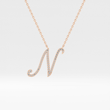 0.099 TCW Round Lab Grown Diamond N Initial Necklace
