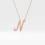 0.099 TCW Round Lab Grown Diamond N Initial Necklace