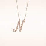 0.099 TCW Round Cut Moissanite N Initial Pendant Necklace