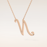 0.099 TCW Round Cut Moissanite N Initial Pendant Necklace