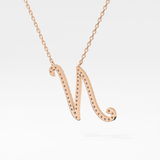 0.099 TCW Round Lab Grown Diamond N Initial Necklace