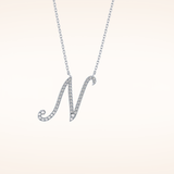 0.099 TCW Round Cut Moissanite N Initial Pendant Necklace