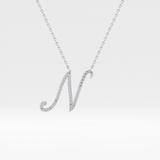 0.099 TCW Round Lab Grown Diamond N Initial Necklace