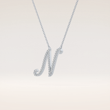 0.099 TCW Round Cut Moissanite N Initial Pendant Necklace