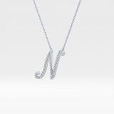 0.099 TCW Round Lab Grown Diamond N Initial Necklace