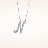 0.099 TCW Round Cut Moissanite N Initial Pendant Necklace