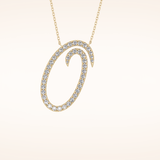 0.473 TCW Round Cut Moissanite O Initial Pendant Necklace