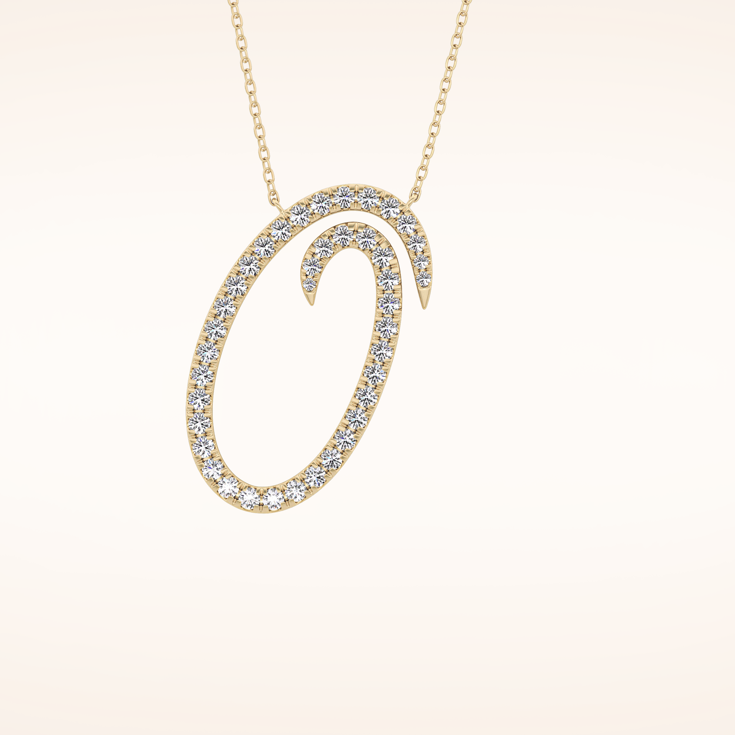 0.473 TCW Round Cut Moissanite O Initial Pendant Necklace