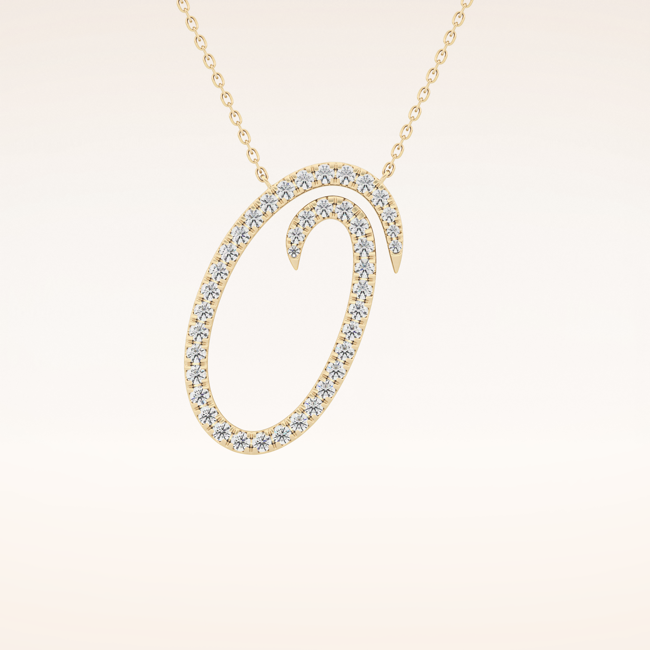 0.473 TCW Round Cut Moissanite O Initial Pendant Necklace