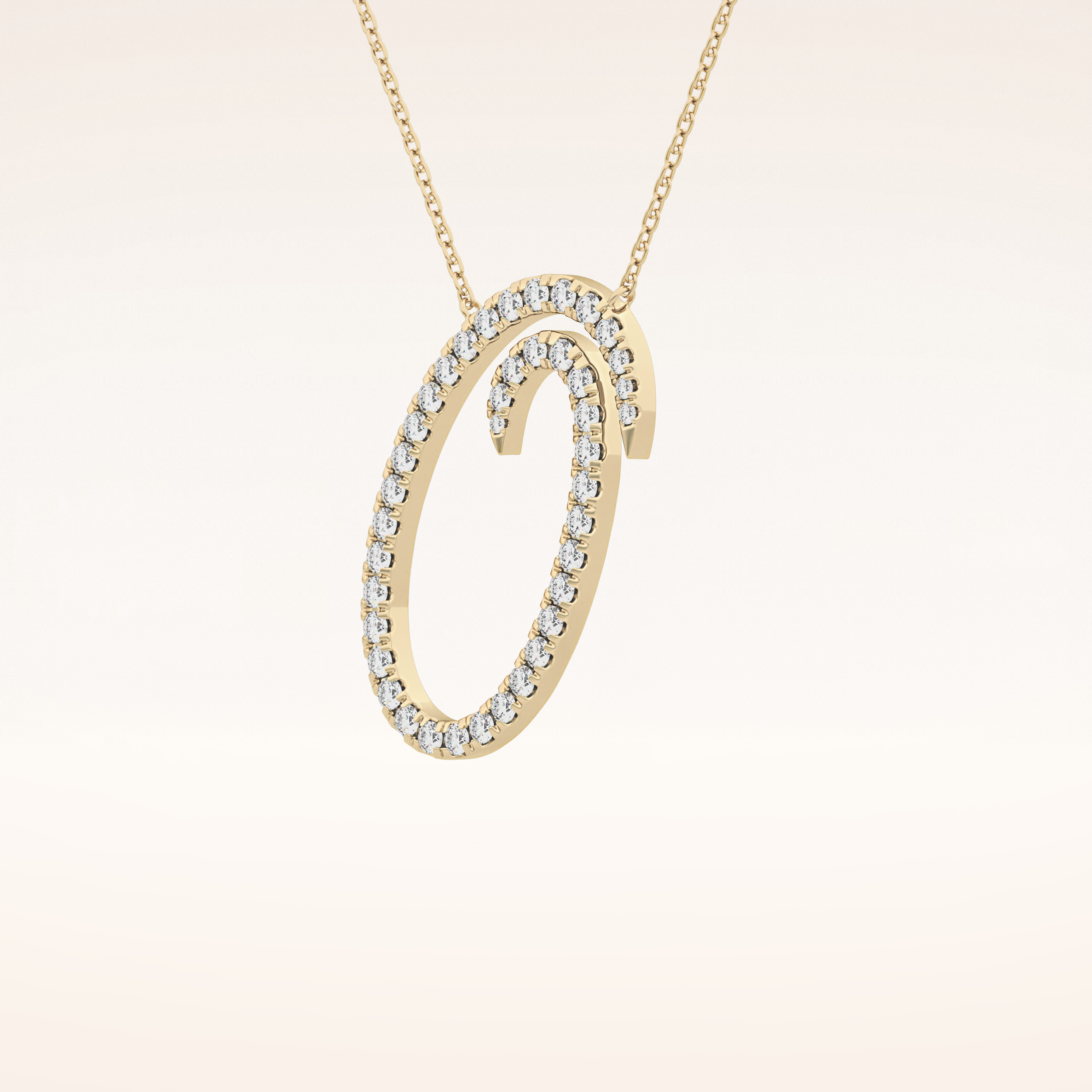 0.473 TCW Round Cut Moissanite O Initial Pendant Necklace